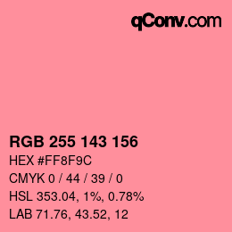 Color code: RGB 255 143 156 | qconv.com