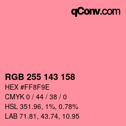 Color code: RGB 255 143 158 | qconv.com