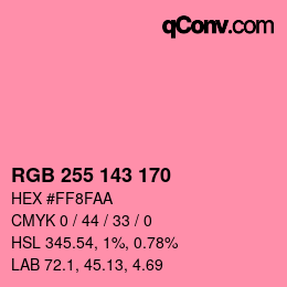 Color code: RGB 255 143 170 | qconv.com