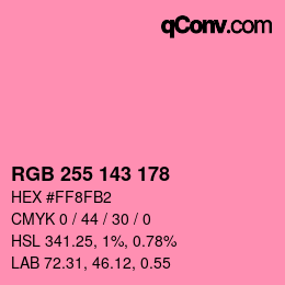 Color code: RGB 255 143 178 | qconv.com