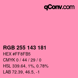 Color code: RGB 255 143 181 | qconv.com