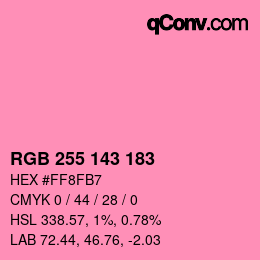 Color code: RGB 255 143 183 | qconv.com