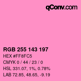 Color code: RGB 255 143 197 | qconv.com