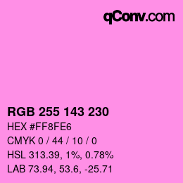 Color code: RGB 255 143 230 | qconv.com