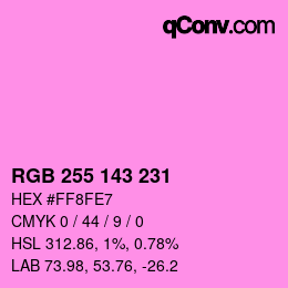Color code: RGB 255 143 231 | qconv.com
