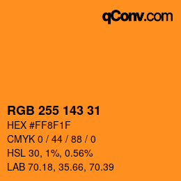 颜色代码: RGB 255 143 31 | qconv.com