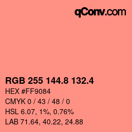 カラーコード: RGB 255 144.8 132.4 | qconv.com