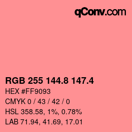 カラーコード: RGB 255 144.8 147.4 | qconv.com