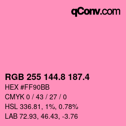 カラーコード: RGB 255 144.8 187.4 | qconv.com