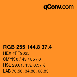 カラーコード: RGB 255 144.8 37.4 | qconv.com