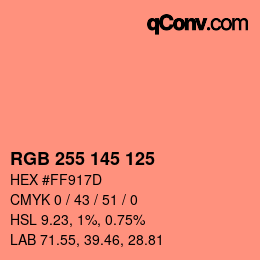 Color code: RGB 255 145 125 | qconv.com