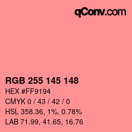 Color code: RGB 255 145 148 | qconv.com