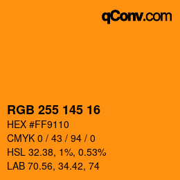Color code: RGB 255 145 16 | qconv.com