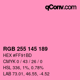 Color code: RGB 255 145 189 | qconv.com
