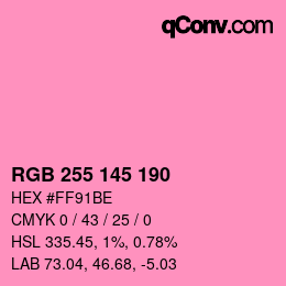 Color code: RGB 255 145 190 | qconv.com