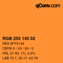 Color code: RGB 255 145 52 | qconv.com