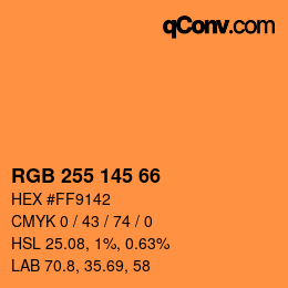 Color code: RGB 255 145 66 | qconv.com