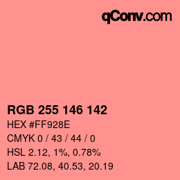 Color code: RGB 255 146 142 | qconv.com