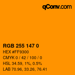 Color code: RGB 255 147 0 | qconv.com