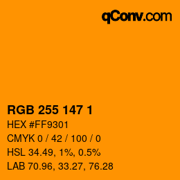 Color code: RGB 255 147 1 | qconv.com