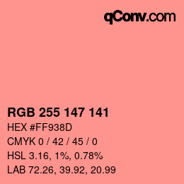 Color code: RGB 255 147 141 | qconv.com
