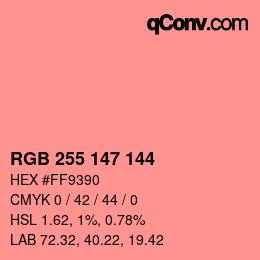 Color code: RGB 255 147 144 | qconv.com