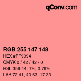 カラーコード: RGB 255 147 148 | qconv.com