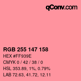 Color code: RGB 255 147 158 | qconv.com