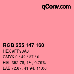 カラーコード: RGB 255 147 160 | qconv.com