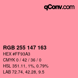 Color code: RGB 255 147 163 | qconv.com