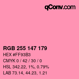 Color code: RGB 255 147 179 | qconv.com