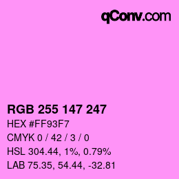 Color code: RGB 255 147 247 | qconv.com