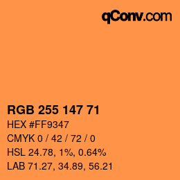 Color code: RGB 255 147 71 | qconv.com