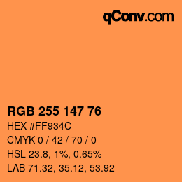 Color code: RGB 255 147 76 | qconv.com