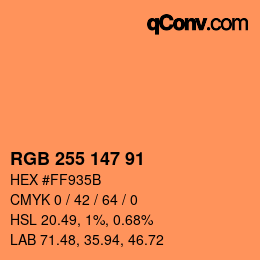 Color code: RGB 255 147 91 | qconv.com