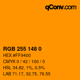 颜色代码: RGB 255 148 0 | qconv.com