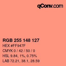 Color code: RGB 255 148 127 | qconv.com