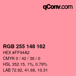 Color code: RGB 255 148 162 | qconv.com