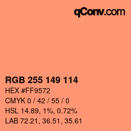 Color code: RGB 255 149 114 | qconv.com