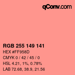 Color code: RGB 255 149 141 | qconv.com