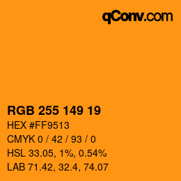 颜色代码: RGB 255 149 19 | qconv.com