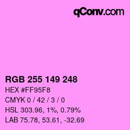 Color code: RGB 255 149 248 | qconv.com
