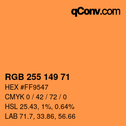 Color code: RGB 255 149 71 | qconv.com