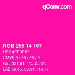 Color code: RGB 255 14 167 | qconv.com