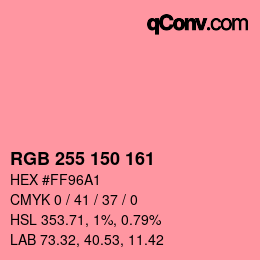 颜色代码: RGB 255 150 161 | qconv.com