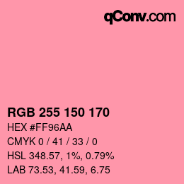 颜色代码: RGB 255 150 170 | qconv.com