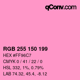 Color code: RGB 255 150 199 | qconv.com