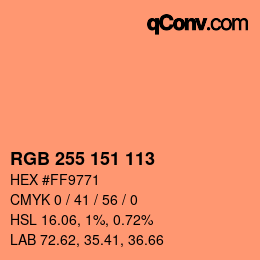 Color code: RGB 255 151 113 | qconv.com