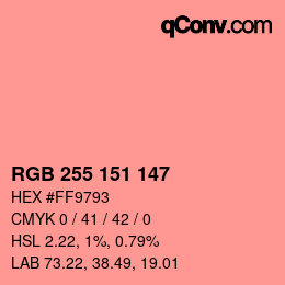 Color code: RGB 255 151 147 | qconv.com