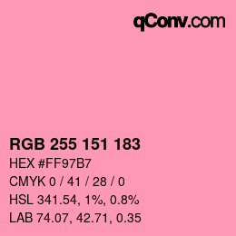 Color code: RGB 255 151 183 | qconv.com